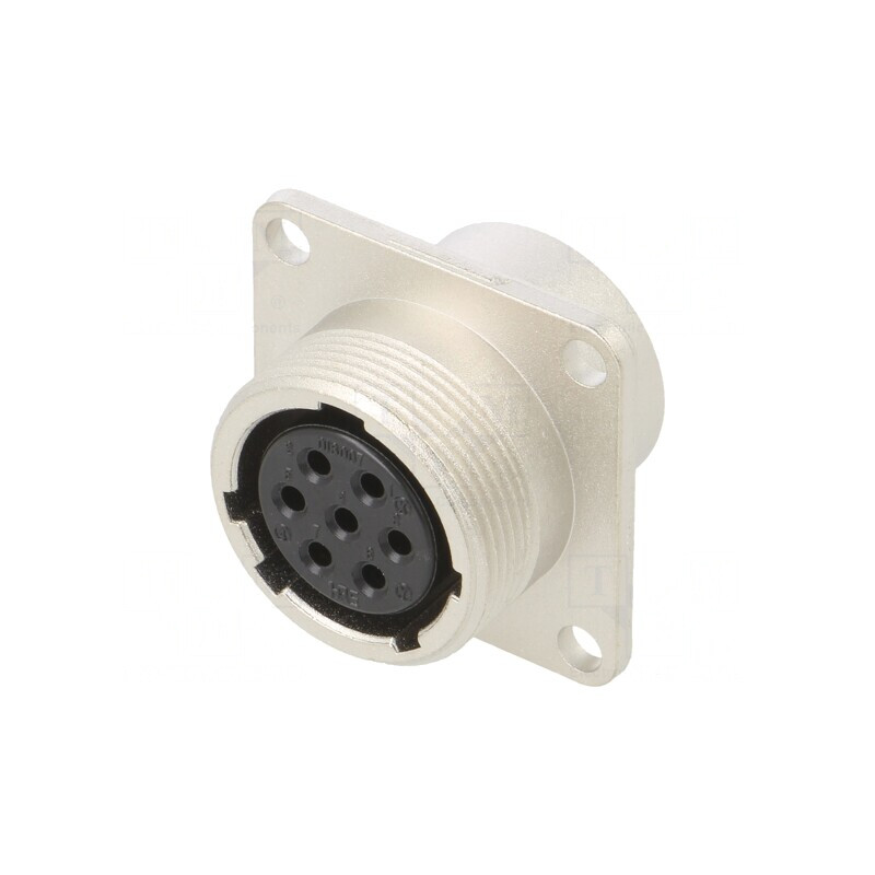 Conector Circular JR 7-Pin Argintat 10A Soclu Mamă Drept | Electronic-mag.ro | Componente Electronice