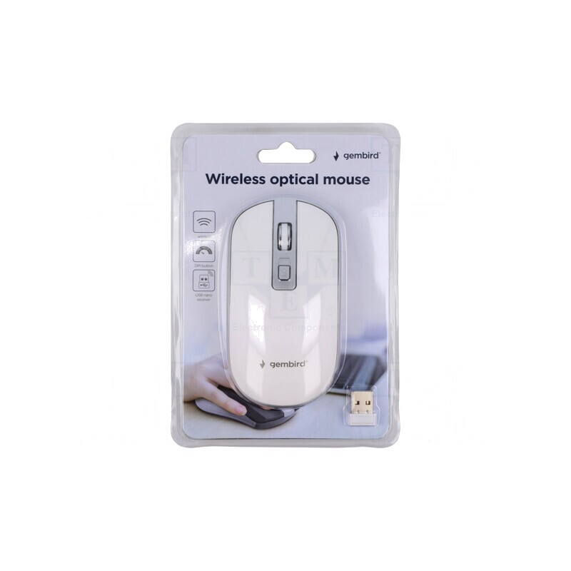 Mouse optic wireless USB alb/argintiu 4 butoane 10m | Electronic-mag.ro | Componente Electronice
