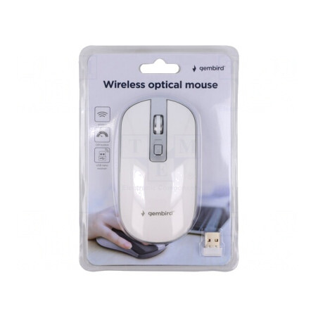 Mouse optic wireless USB alb/argintiu 4 butoane 10m | Electronic-mag.ro | Componente Electronice