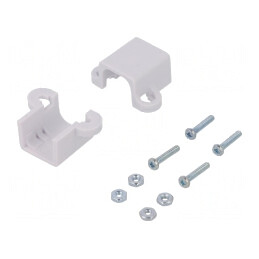 Suport Alb pentru Fixare din Plastic, 18mm, Set 2 Bucăți