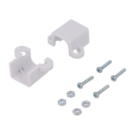 Suport Alb pentru Fixare din Plastic, 18mm, Set 2 Bucăți