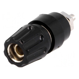 Soclu banană negru 4mm 63A 60VDC Ø9mm | Electronic-mag.ro | Componente Electronice