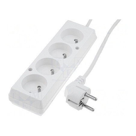 Prelungitor Alb 4 Prize 1,5m 16A | Electronic-mag.ro | Componente Electronice
