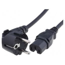Cablu Electric 3x0,75mm2 cu Ștecăr Unghiular și Conector IEC C15 | Electronic-mag.ro | Componente Electronice