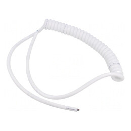 Cablu spiralat alb 0,2m-0,8m 4x0,15mm2 PUR 300V