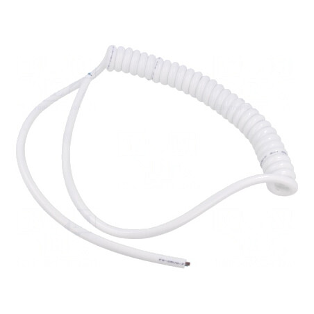 Cablu spiralat alb 0,2m-0,8m 4x0,15mm2 PUR 300V | Electronic-mag.ro | Componente Electronice