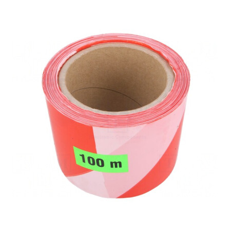 Bandă Avertizare Alb-Roșu 100m | Electronic-mag.ro | Componente Electronice