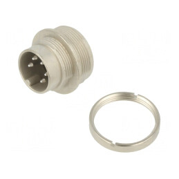 Conector M16 soclu tată 5 pini 6A 150V drept IP40 | Electronic-mag.ro | Componente Electronice