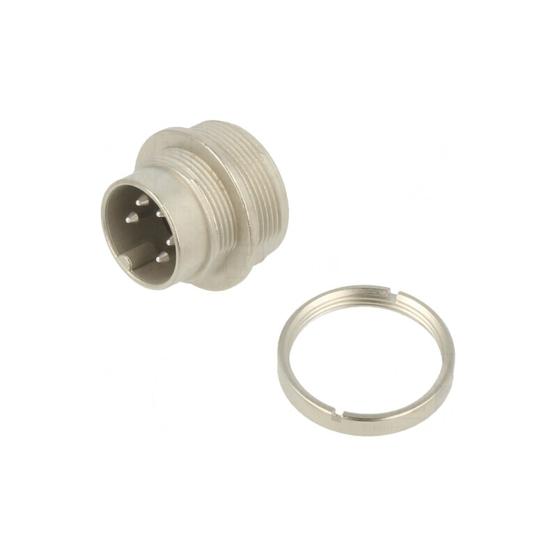 Conector M16 soclu tată 5 pini 6A 150V drept IP40 | Electronic-mag.ro | Componente Electronice