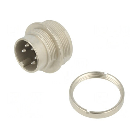 Conector M16 soclu tată 5 pini 6A 150V drept IP40 | Electronic-mag.ro | Componente Electronice