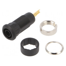 Soclu Banană 2mm Aurit Negru | Electronic-mag.ro | Componente Electronice
