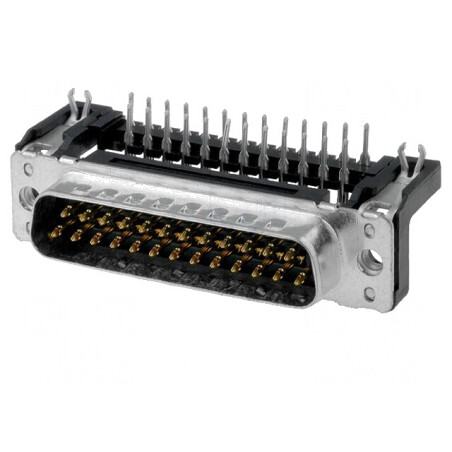 Conector D-Sub 25 pini soclu tată 90° THT UNC 4-40 | Electronic-mag.ro | Componente Electronice
