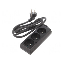 Prelungitor Alimentare PVC Negru 1.5m 3 Prize 16A | Electronic-mag.ro | Componente Electronice