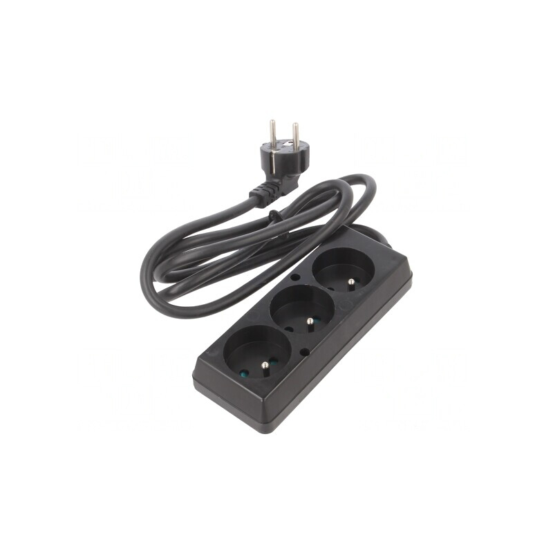 Prelungitor Alimentare PVC Negru 1.5m 3 Prize 16A | Electronic-mag.ro | Componente Electronice