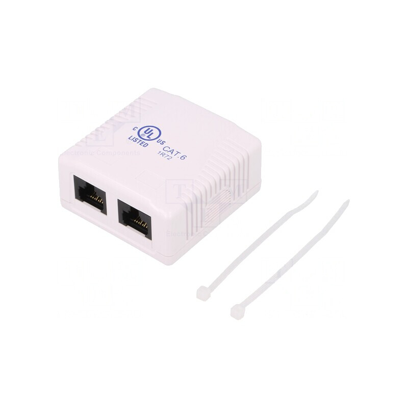Soclu RJ45 Cat6 8p8c Alb Murale | Electronic-mag.ro | Componente Electronice