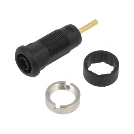 Soclu Banană 2mm Negru pentru Panou | Electronic-mag.ro | Componente Electronice