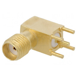Soclu SMA mamă unghi 90° PTFE aurit pentru PCB 50Ω | Electronic-mag.ro | Componente Electronice