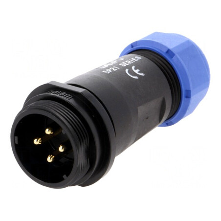 Mufă SP21 tată 4 pini IP68 30A 500V lipire cablu 7-12mm | Electronic-mag.ro | Componente Electronice