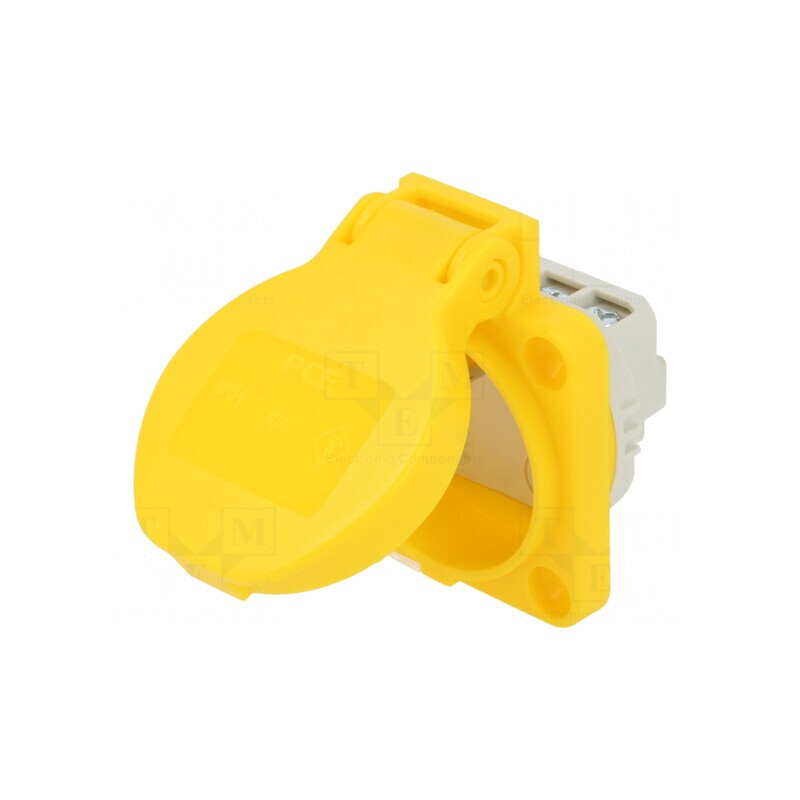 Conector Alimentare AC Galben 250VAC 16A 2P+PE | Electronic-mag.ro | Componente Electronice
