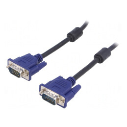 Cablu VGA D-Sub 15pin Negru 5m | Electronic-mag.ro | Componente Electronice