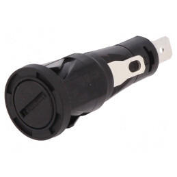Clemă siguranțe cilindrice 6,3x32mm 250V neagră pe panou | Electronic-mag.ro | Componente Electronice