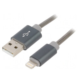 Cablu USB 2m Lightning Gri 480Mbps