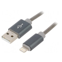 Cablu USB 2m Lightning Gri 480Mbps | Electronic-mag.ro | Componente Electronice