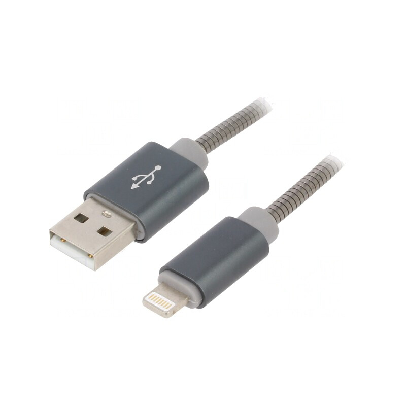 Cablu USB 2m Lightning Gri 480Mbps | Electronic-mag.ro | Componente Electronice