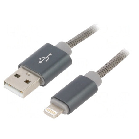 Cablu USB 2m Lightning Gri 480Mbps | Electronic-mag.ro | Componente Electronice