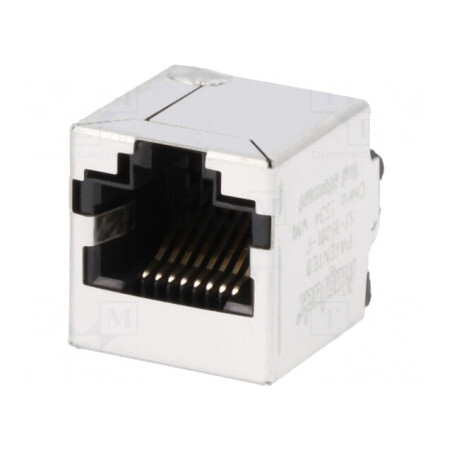 Soclu RJ45 Ecranat cu LED 8p8c THT | Electronic-mag.ro | Componente Electronice