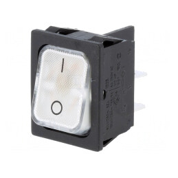 Comutator Rocker Alb ON-OFF 10A/250V LED IP40