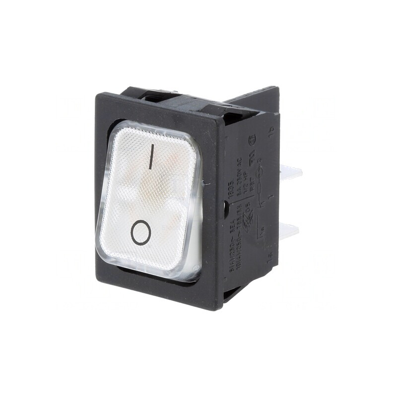 Comutator Rocker Alb ON-OFF 10A/250V LED IP40 | Electronic-mag.ro | Componente Electronice