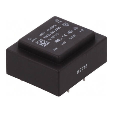 Transformator Încapsulat 0,6VA 230VAC 12V 50mA PCB | Electronic-mag.ro | Componente Electronice