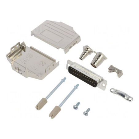 Conector D-Sub 25 PIN Tată Lipire pe Cablu Gold Flash UNC 4-40 | Electronic-mag.ro | Componente Electronice