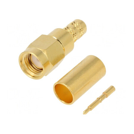 Conector SMA Tată Drept 50Ω Aurit pentru Cablu PTFE | Electronic-mag.ro | Componente Electronice