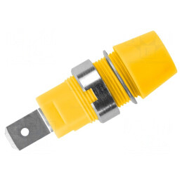 Soclu banană galbenă 4mm 32A 1kV nichelat 41mm | Electronic-mag.ro | Componente Electronice
