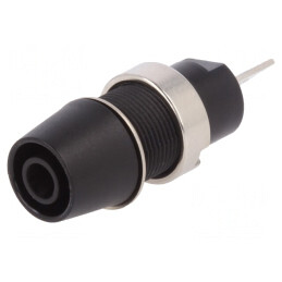 Soclu banană 4mm 32A negru nichelat 41mm | Electronic-mag.ro | Componente Electronice