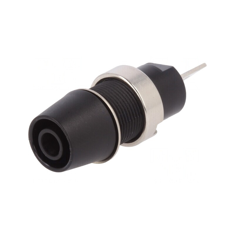 Soclu banană 4mm 32A negru nichelat 41mm | Electronic-mag.ro | Componente Electronice