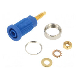 Soclu banană 4mm albastră aurit 32A 1kV | Electronic-mag.ro | Componente Electronice