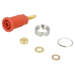 Soclu banană 4mm roșu aurit 1kV 32A | Electronic-mag.ro | Componente Electronice