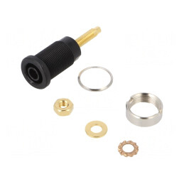 Soclu Banană Negru 4mm 32A 1kV Aurit Panou | Electronic-mag.ro | Componente Electronice