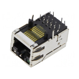 Soclu RJ45 8P8C Ecranat cu LED THT | Electronic-mag.ro | Componente Electronice