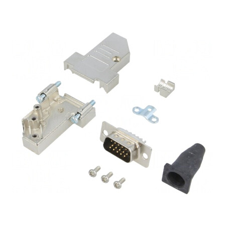 Mufă D-Sub 15 PIN Tată Lipire Neagră | Electronic-mag.ro | Componente Electronice