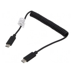 Cablu Power Delivery Spiralat USB 2.0 Negru | Electronic-mag.ro | Componente Electronice