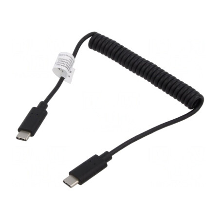 Cablu Power Delivery Spiralat USB 2.0 Negru | Electronic-mag.ro | Componente Electronice