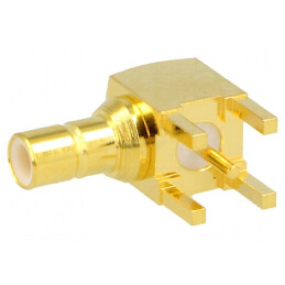 Soclu SMB tată 90° 50Ω THT PCB aurit | Electronic-mag.ro | Componente Electronice