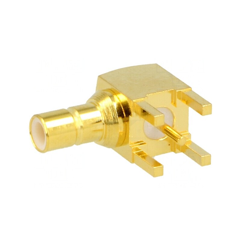 Soclu SMB tată 90° 50Ω THT PCB aurit | Electronic-mag.ro | Componente Electronice