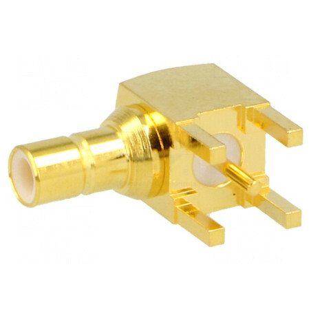 Soclu SMB tată 90° 50Ω THT PCB aurit | Electronic-mag.ro | Componente Electronice