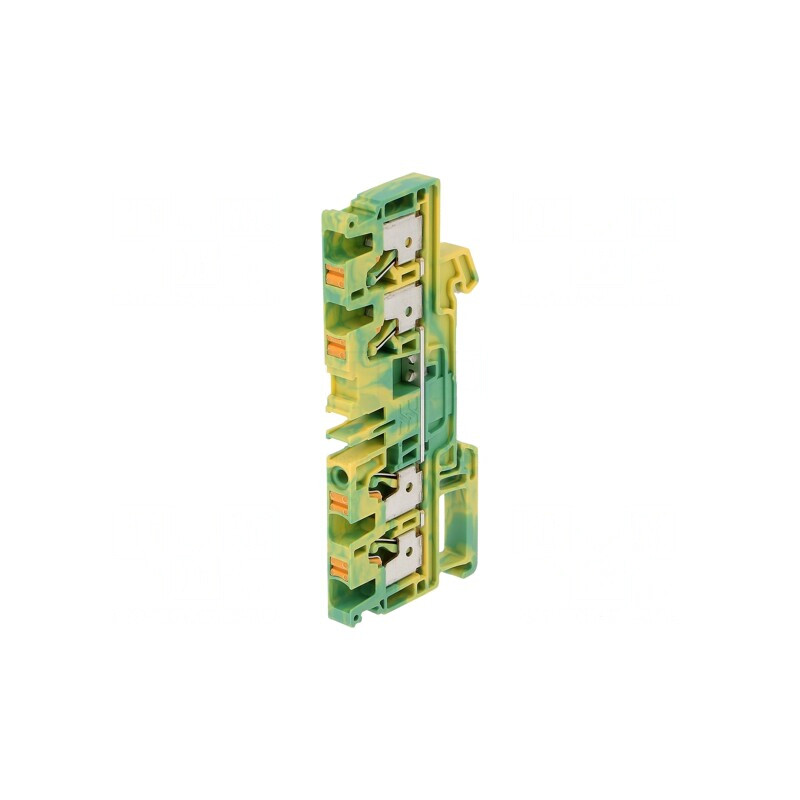Conector șine 4mm2 4 borne galben-verde TS35 | Electronic-mag.ro | Componente Electronice
