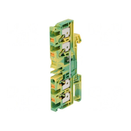 Conector șine 4mm2 4 borne galben-verde TS35 | Electronic-mag.ro | Componente Electronice